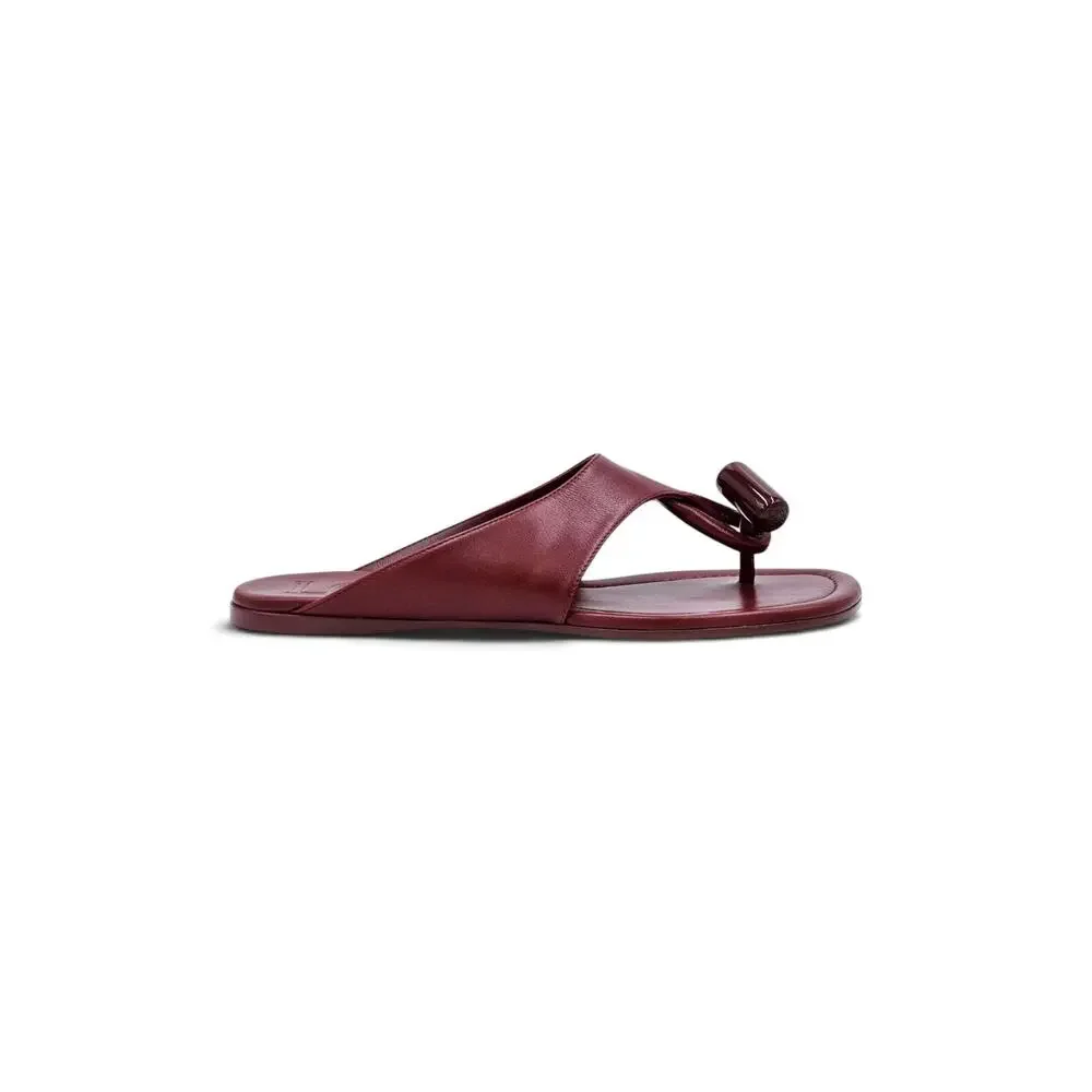 Loewe Toggle Flat Sandals Calfskin Leather Burnt Red EU 38 US 8 - NWB $1100